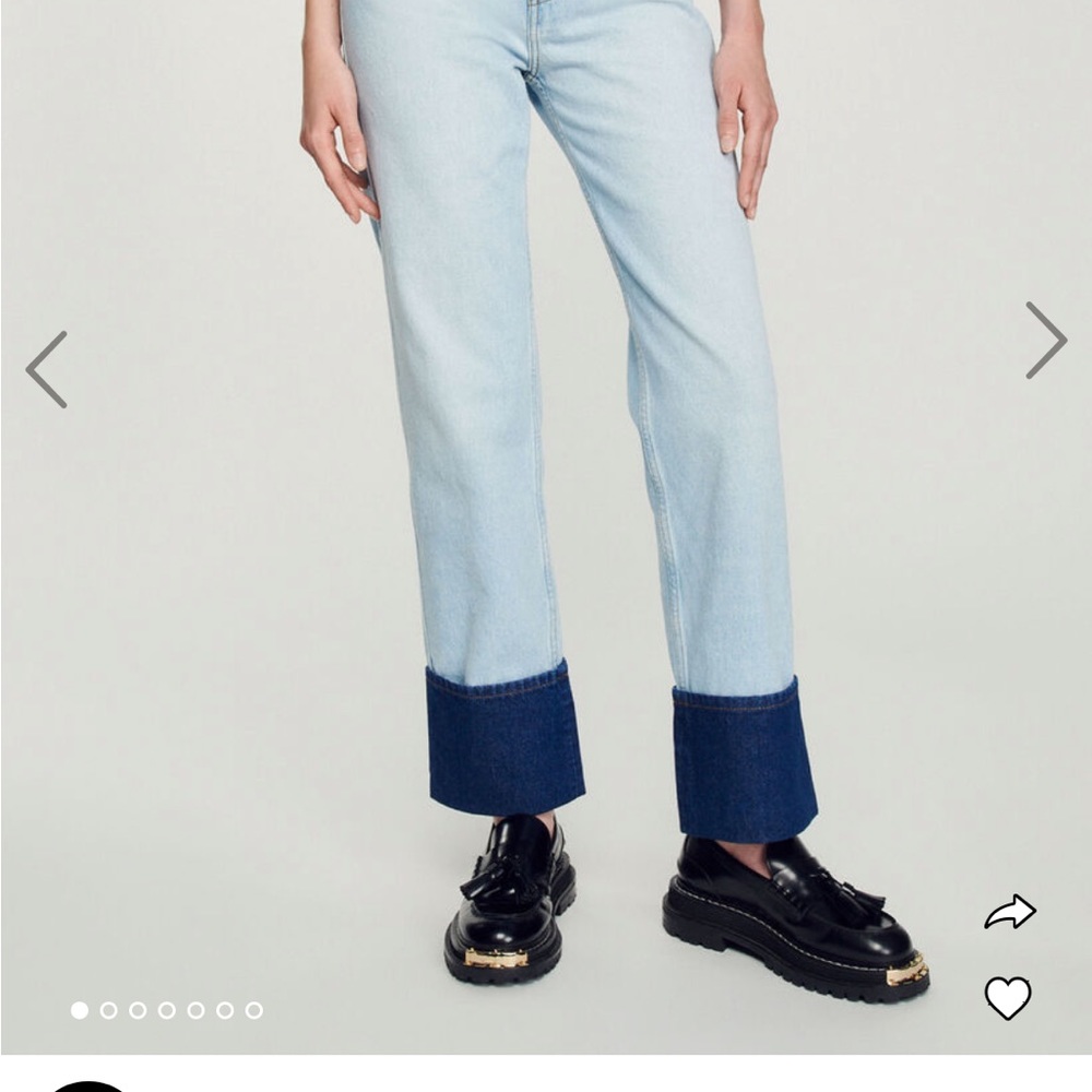 Faded jeans with contrasting cuffs - Picture 2 of 4